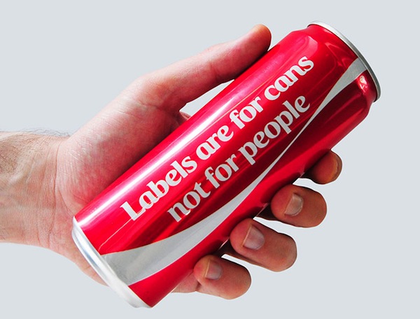 Coke strips off labels to send a message